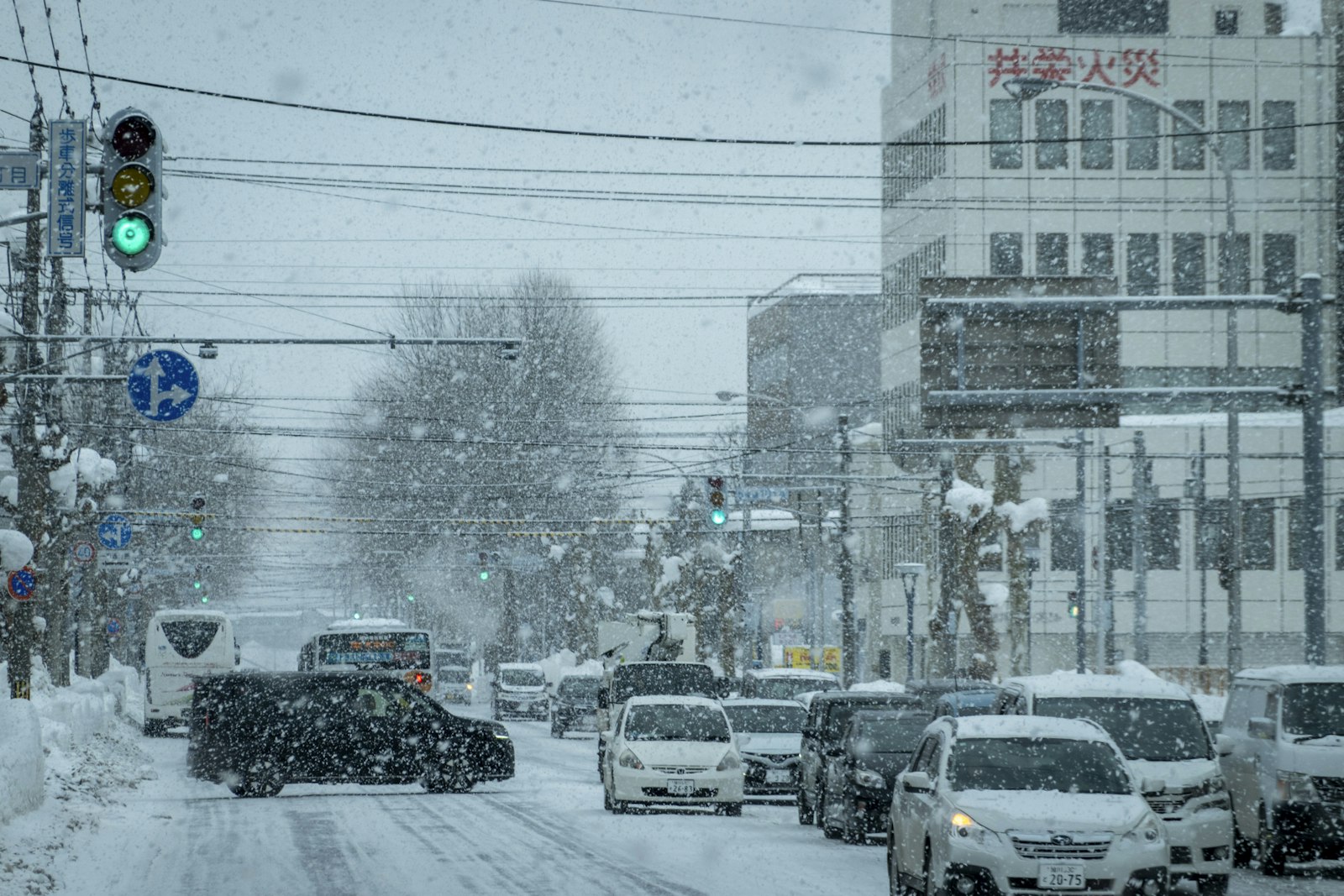 雪に覆われた札幌の市街地
